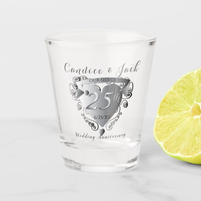 25e anniversaire du Mariage Verre de tir cardiaque (Devant)