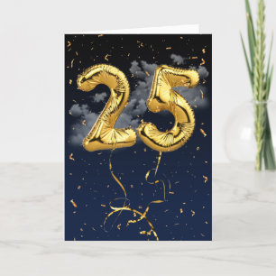 25e Anniversaire Gold Mylar Balloon et carte Confe