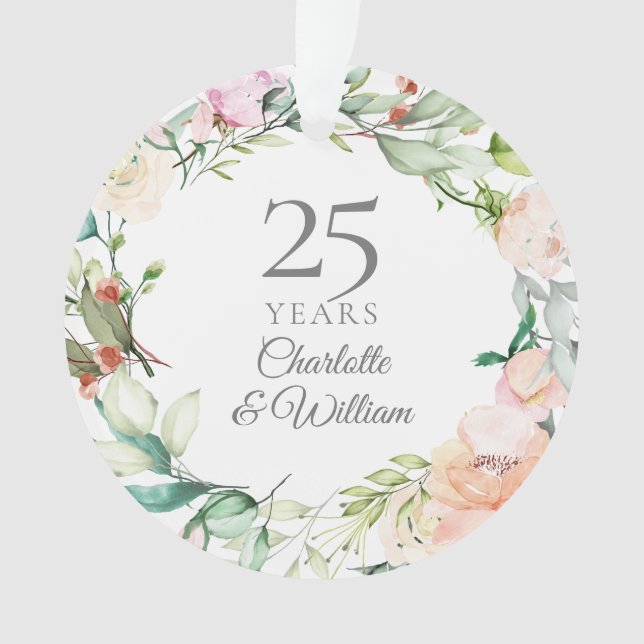 25e anniversaire Mariage aquarelle Roses Floral (devant)