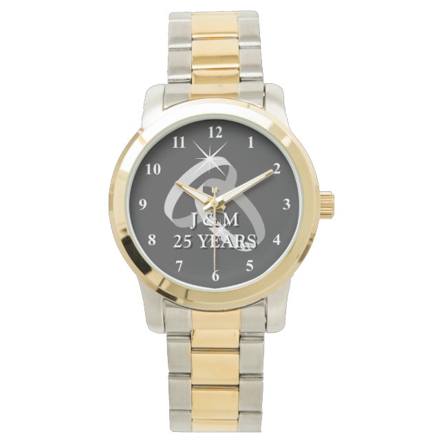 25e anniversaire mariage argent montre (devant)