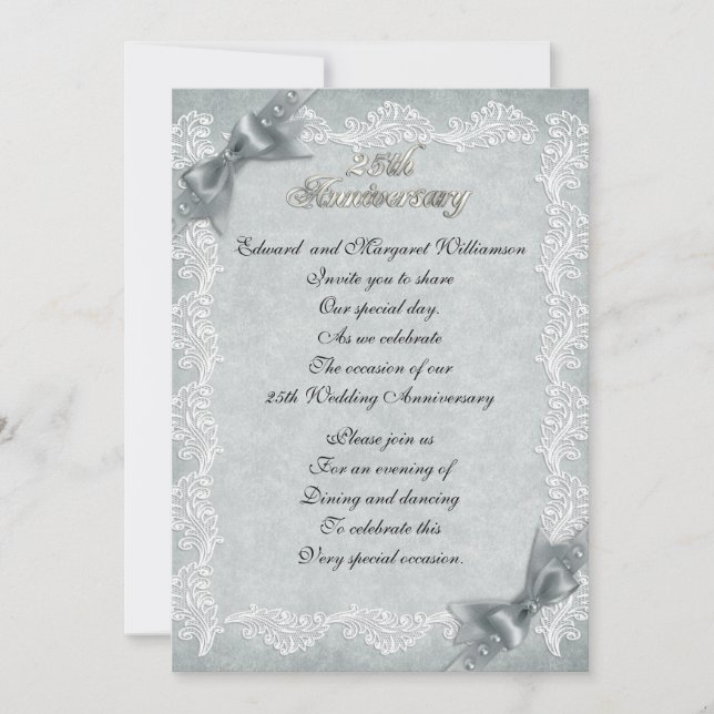25e anniversaire mariage invitation élégante (Devant)