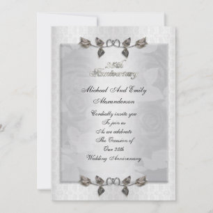 25e anniversaire rose argent invitation