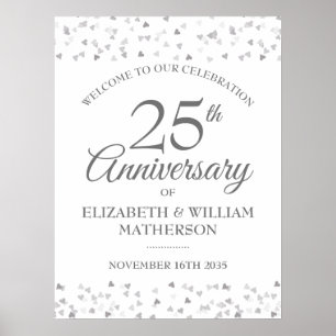 25e anniversaire Silver Love Hearts Affiche de bie