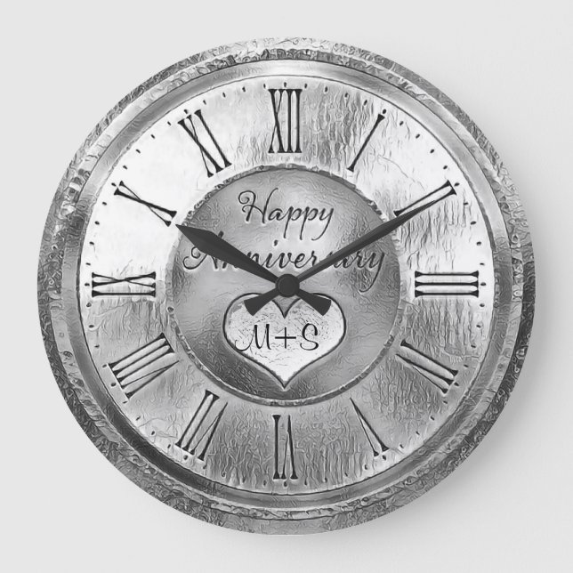 25e Mariage d'argent Horloge ronde (Recto)