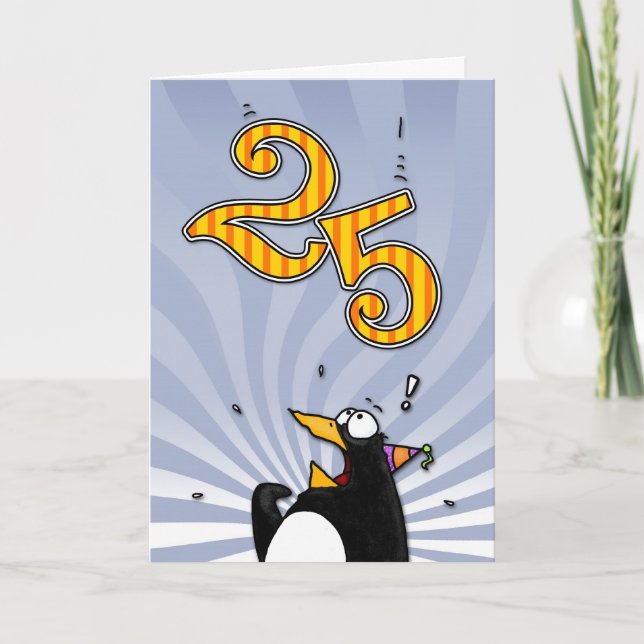 25ème anniversaire - carte de surprise de pingouin (Devant)