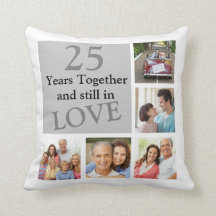 25ème Coussin multi d'anniversaire de mariage de