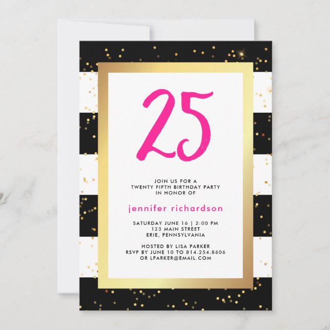 25ème invitation moderne de fête d'anniversaire (Devant)