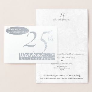 25ème invitation simple d'anniversaire de noces