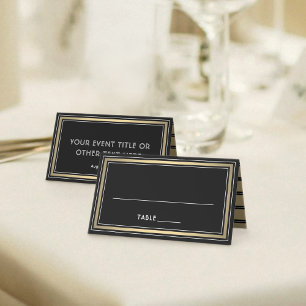 25er Pack Elegante Rand Schwarz & Gold Eskortkarte Platzkarte