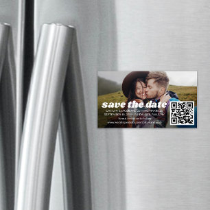 25er Pack Save the Date Retro Hochzeit QR Code Fot Magnetische Visitenkarte