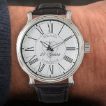 25th Anniversary - 25 Years Personalised Armbanduhr<br><div class="desc">A watch designed to celebrate 25 years of marriage. 25th wedding anniversary watch. Silver wedding gift. Features a Heart shaped motif,  and records both names. Wedding anniversary watch for husband.</div>
