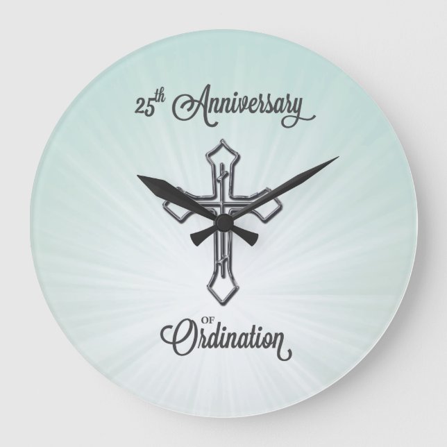 25th Anniversary of Ordination, Round, Gift Große Wanduhr (Vorderseite)