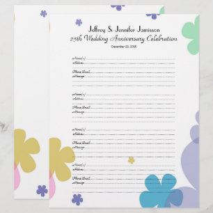 25th Anniversary Party Guest Book Sign-In Page