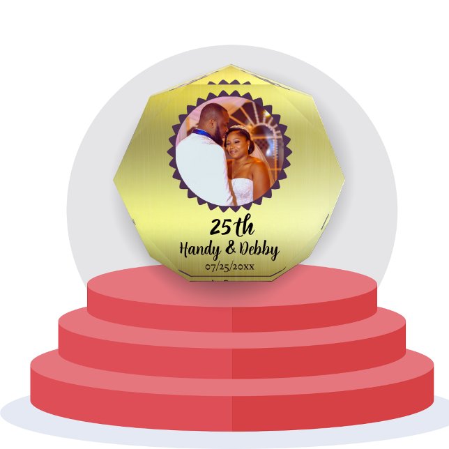 25th Gold Black Anniversary Gift Keepsake Fotoblock (Von Creator hochgeladen)