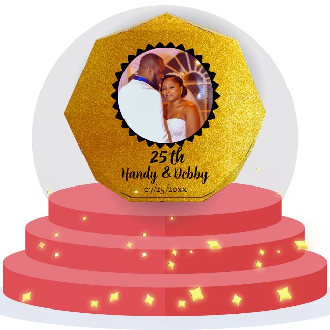 25th Gold Black Anniversary Gift Keepsake Fotoblock (Von Creator hochgeladen)