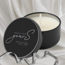 25th Silver Wedding Anniversary Mini Candle Favors