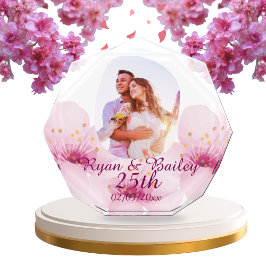 25th Wedding Anniversary Cherry Blossom Design Fotoblock