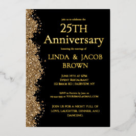 25th Wedding Anniversary Gold Faux Glitter Folieneinladung