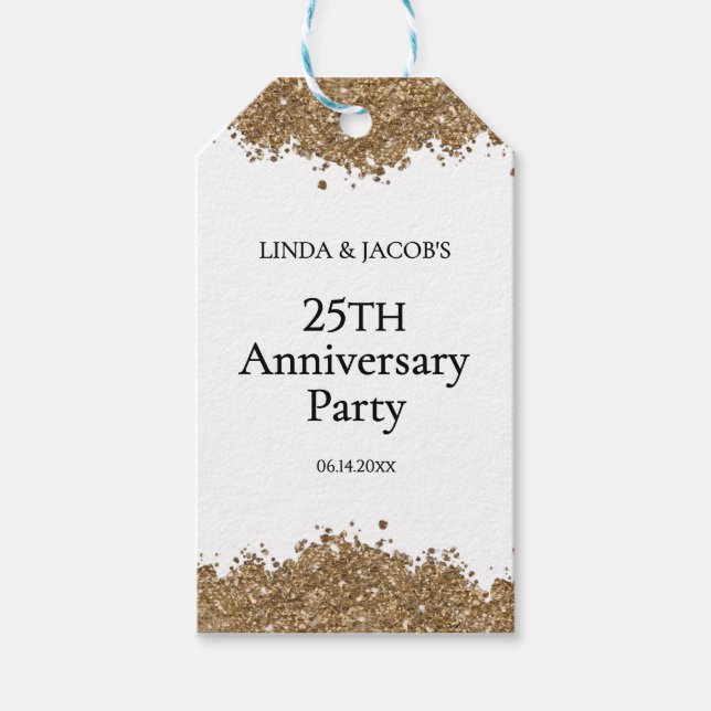25th Wedding Anniversary Gold Faux Glitter  Geschenkanhänger (Vorderseite)