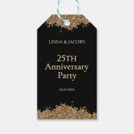 25th Wedding Anniversary Gold Faux Glitter Geschenkanhänger
