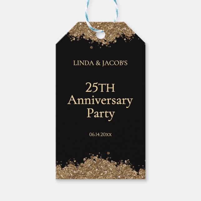 25th Wedding Anniversary Gold Faux Glitter  Geschenkanhänger (Vorderseite)