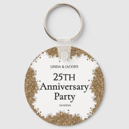 25th Wedding Anniversary Gold Faux Glitter Schlüsselanhänger
