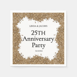 25th Wedding Anniversary Gold Faux Glitter Serviette
