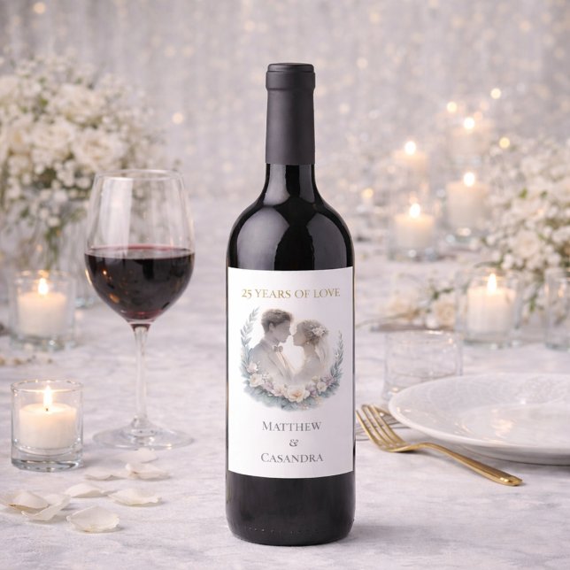 25th Wedding Anniversary Heirloom Celebration Weinetikett (Von Creator hochgeladen)