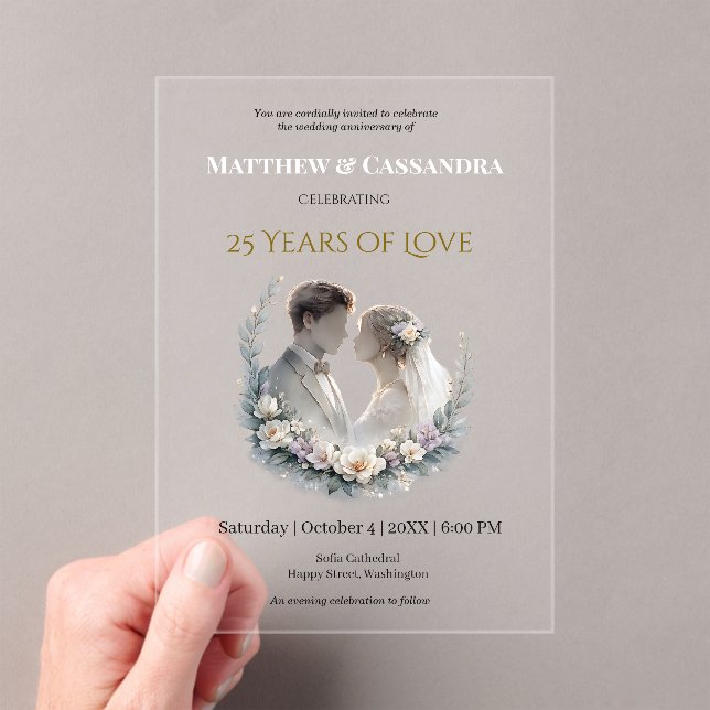 25th Wedding Anniversary Heirloom-Like Celebration Acryleinladungen (Insitu (Handheld))