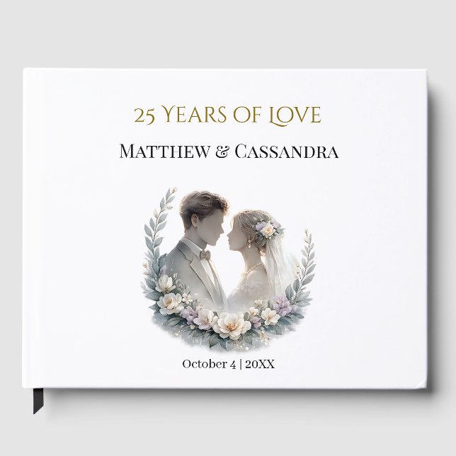 25th Wedding Anniversary Heirloom-Like Celebration Gästebuch (Vorderseite)