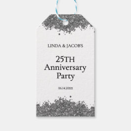 25th Wedding Anniversary Silver Faux Glitter  Geschenkanhänger
