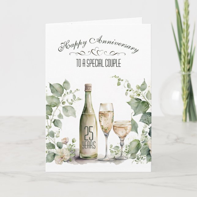 25th Wedding Anniversary Wine and Ivy   Karte (Vorderseite)