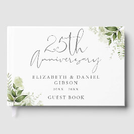 25th Wedding Silver Anniversary Floral Greenery Gästebuch