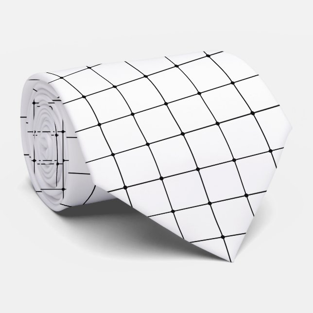 260216 Grid - Schwarz auf Weiß Krawatte (Gerollt)