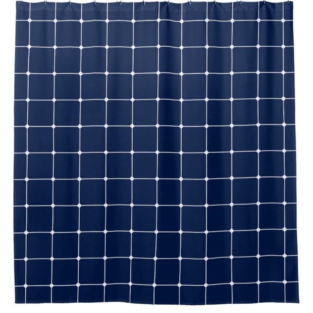 260216 Grid v2 - White auf Blue #001744 Duschvorhang (Vorderseite)