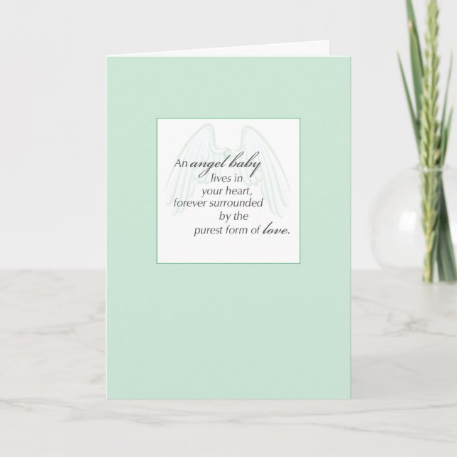 2653 Angel Baby Wings Green, Beileid Karte (Vorderseite)