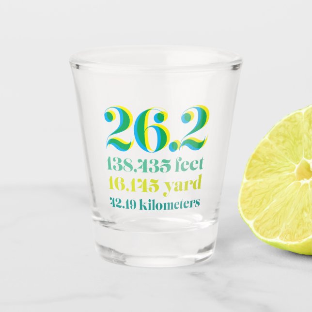 26.2 Marathon Laufstrecke Fett Typ Schnapsglas (Vorderseite)