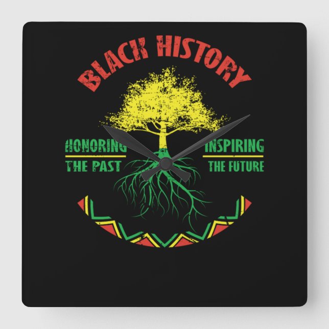 26 Black History Month African Pride Apparel Gesch Quadratische Wanduhr (Vorderseite)