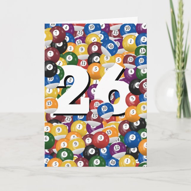 26. Geburtstag Billiard Balls Karte (Vorderseite)