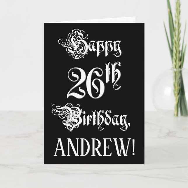 26. Geburtstag: Extravagant, elegant, Script + Ind Karte (Vorderseite)