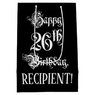 26. Geburtstag: Extravagant, elegant, Script + Ind Mittlere Geschenktüte