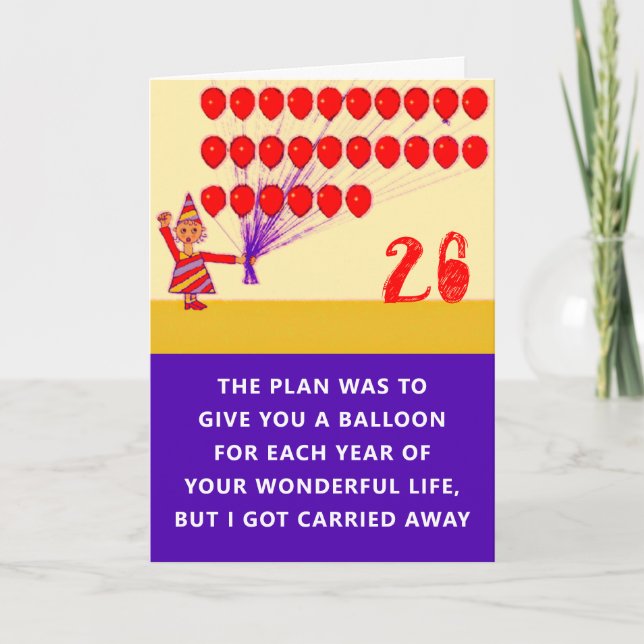 26. Geburtstag Gruß Karte (Vorderseite)