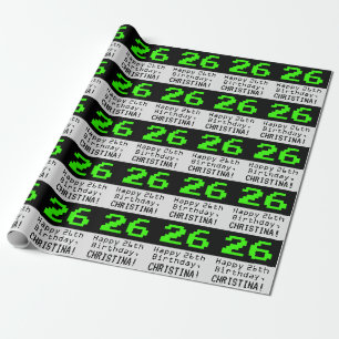 26. Geburtstag - Nerdy / Geeky Style "26" und Name Geschenkpapier