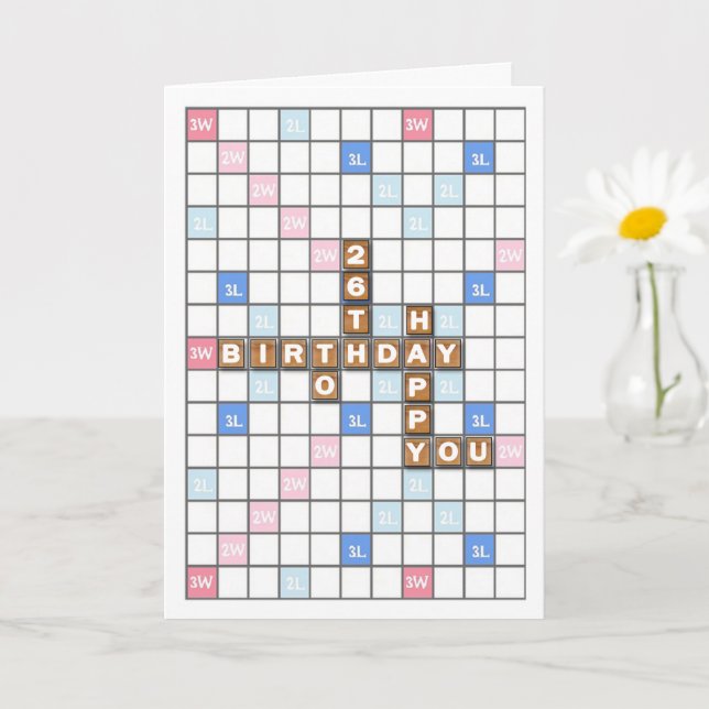 26. Geburtstag, Word Game Board Karte (Kleine Pflanze)