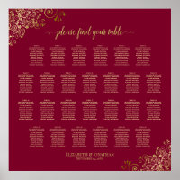 26 Tabelle Burgundy und Gold Hochzeitskarte