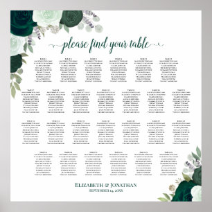 26 Tabelle Emerald Boho Rose Hochzeitssattel Poster