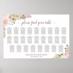 26 Tabelle Rustikal rosa Rosen Hochzeitstabelle Poster