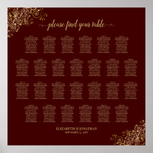 26 Tableau Mariage Places de siège Auburn & Gold L