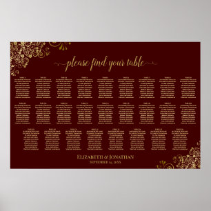 26 Tableau Mariage Places de siège Auburn & Gold L