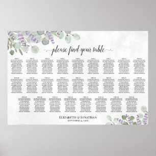 26 Tisch Lavendel Eukalyptus Hochzeit Sitzordnung Poster